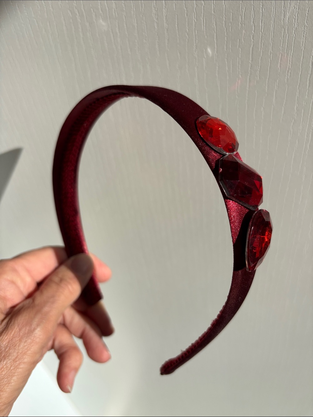 Red Jeweled Satin Headband - Unbranded